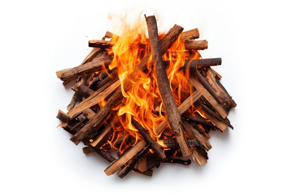 Campfire wood white background fireplace. AI generated Image by rawpixel.