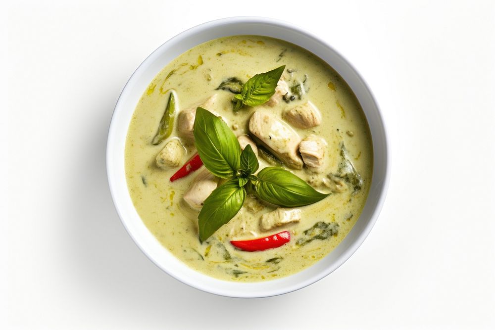 Thai green curry plate food meal. AI generated Image by rawpixel.