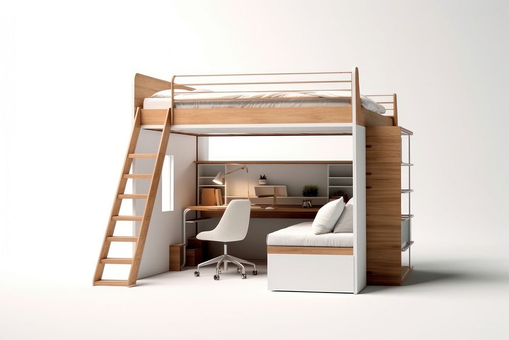 Modern loft bed furniture architecture building. AI generated Image by rawpixel.