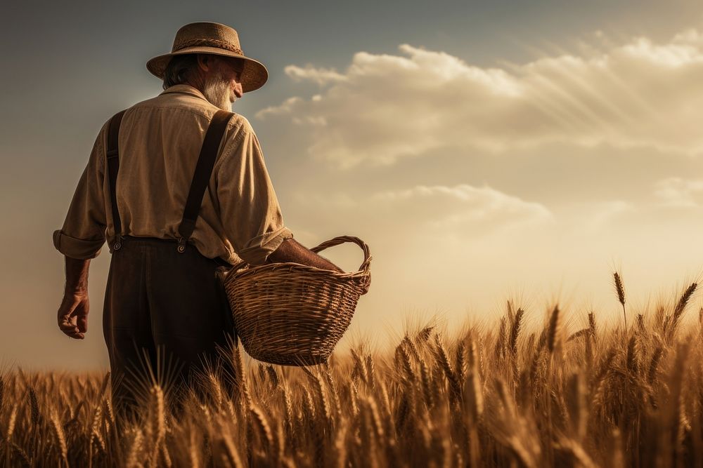Man holding a basket outdoors harvest nature. AI generated Image by rawpixel.