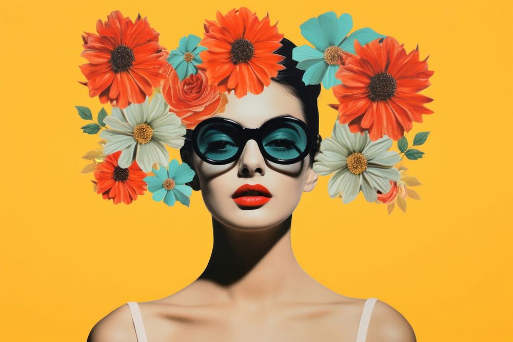 PNG Flower portrait glasses plant. AI generated Image by rawpixel.