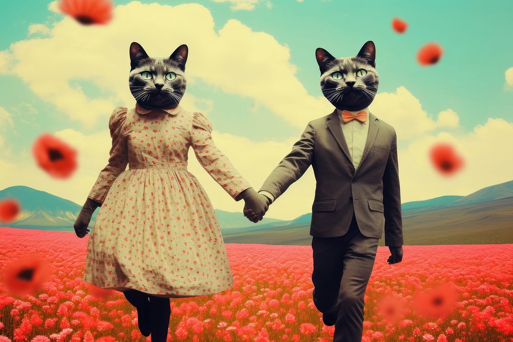 PNG Couple flower portrait animal. AI generated Image by rawpixel.