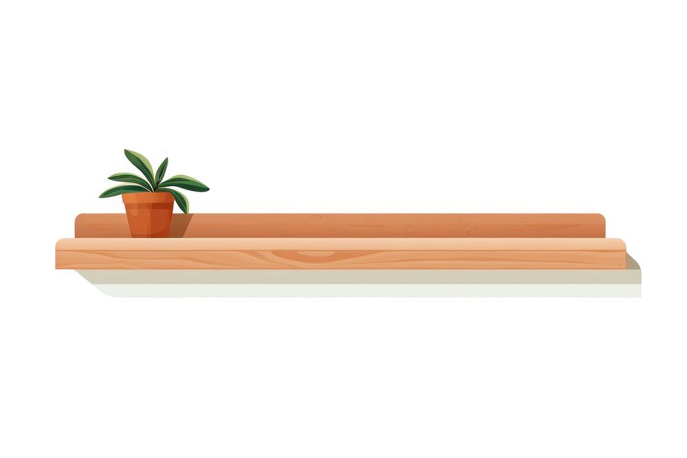 A wooden shelf leaf white background houseplant. AI generated Image by rawpixel.