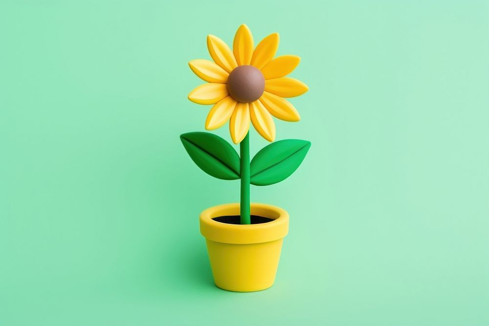 Clay 3d sunflower petal plant leaf. AI generated Image by rawpixel.