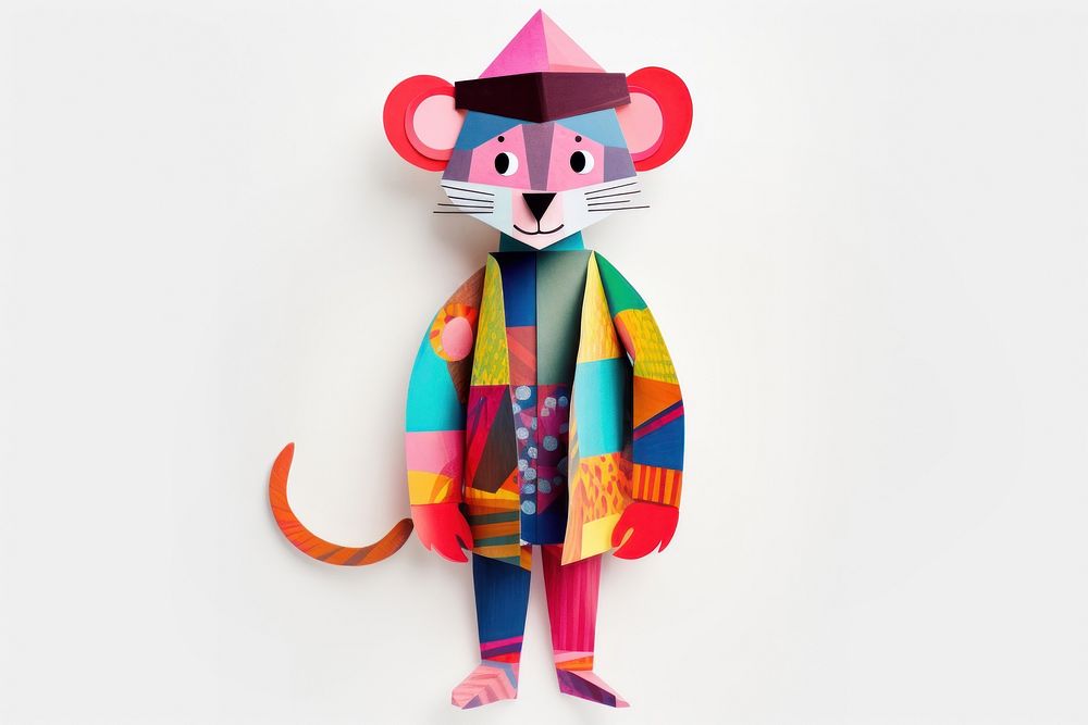 Human mouse, animal paper craft illustration