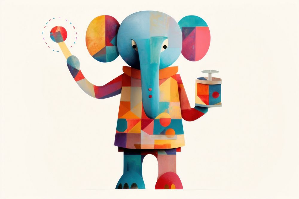 Human elephant , animal paper craft illustration