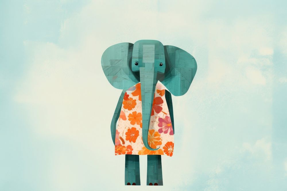 Human elephant, animal paper craft illustration