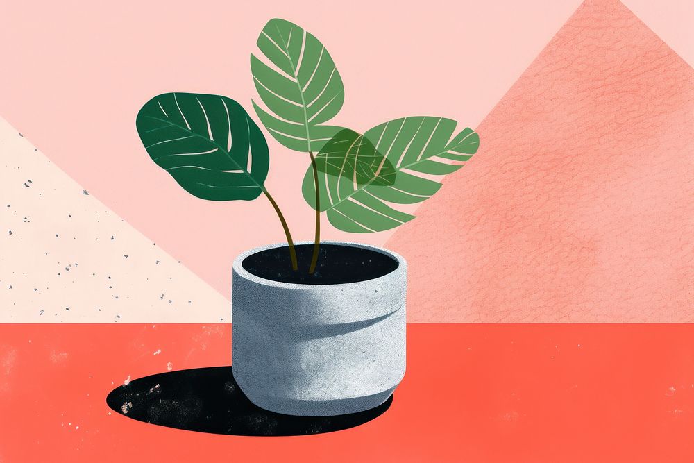 Plant pot leaf vase art. AI generated Image by rawpixel.