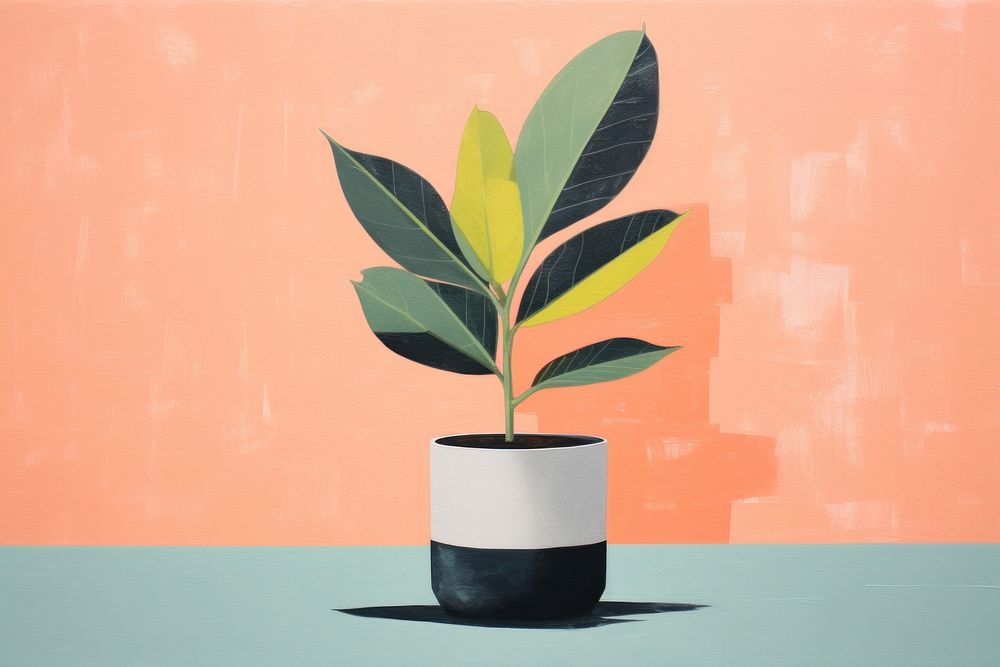 Plant pot vase leaf art. AI generated Image by rawpixel.