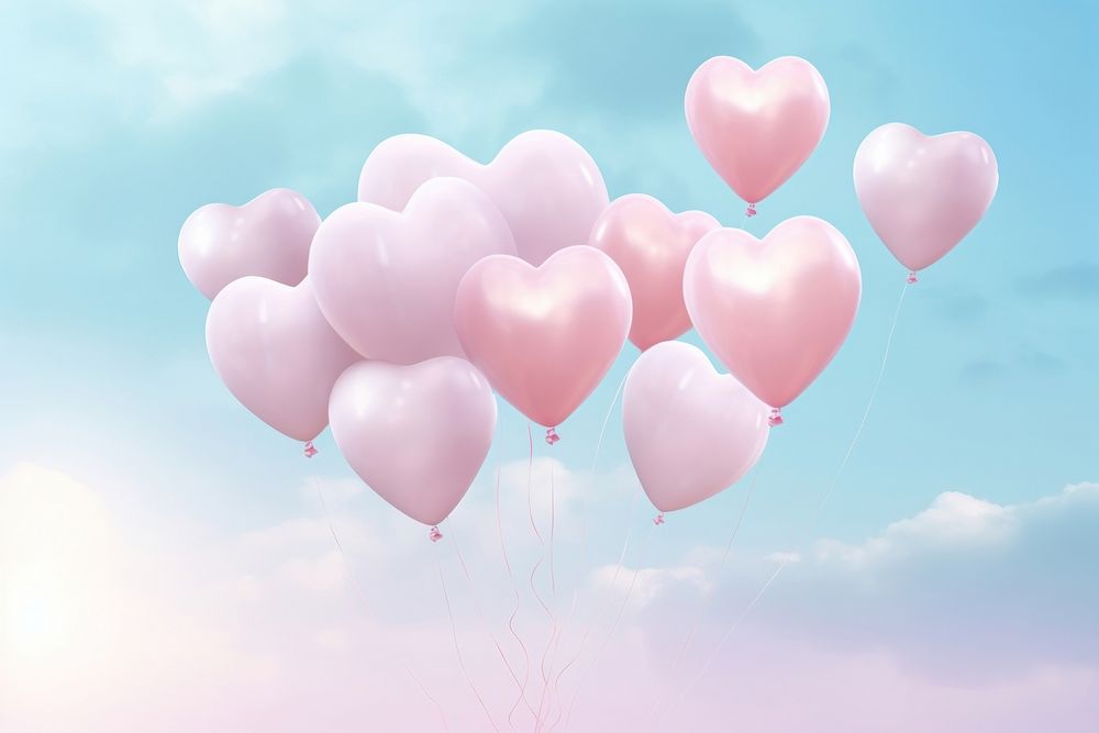 Balloon heart sky tranquility. AI generated Image by rawpixel.