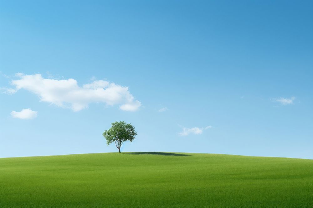 Green field scenery sky landscape outdoors. AI generated Image by rawpixel.