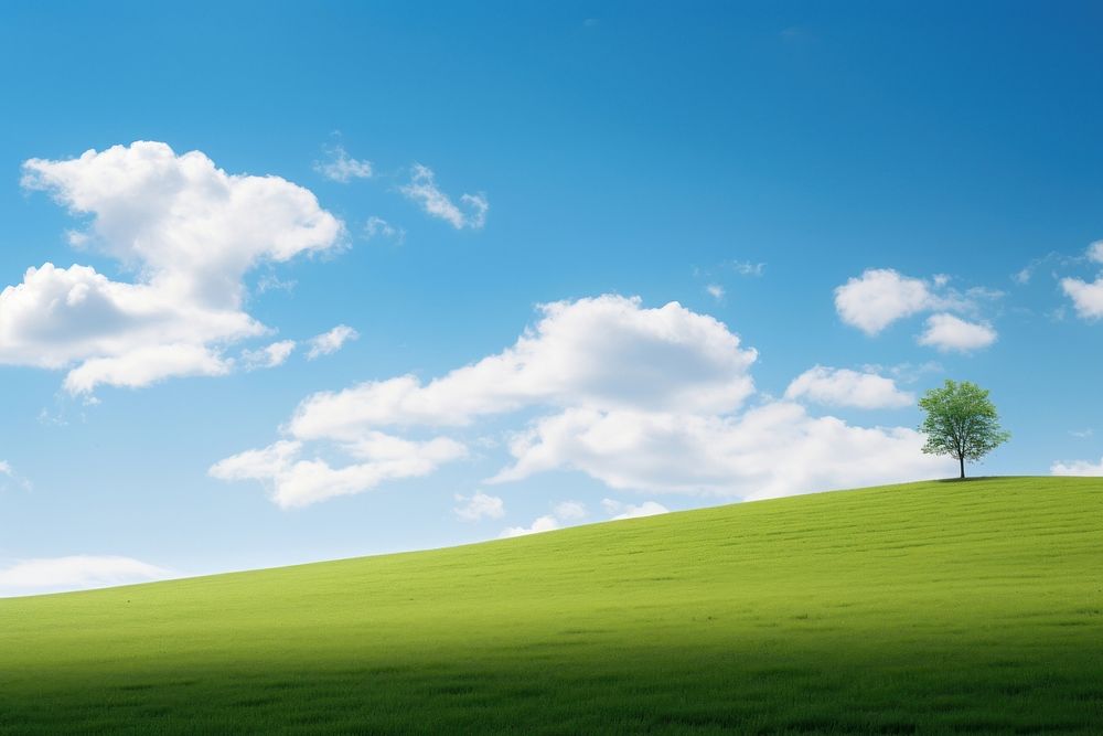Green field scenery sky landscape outdoors. AI generated Image by rawpixel.