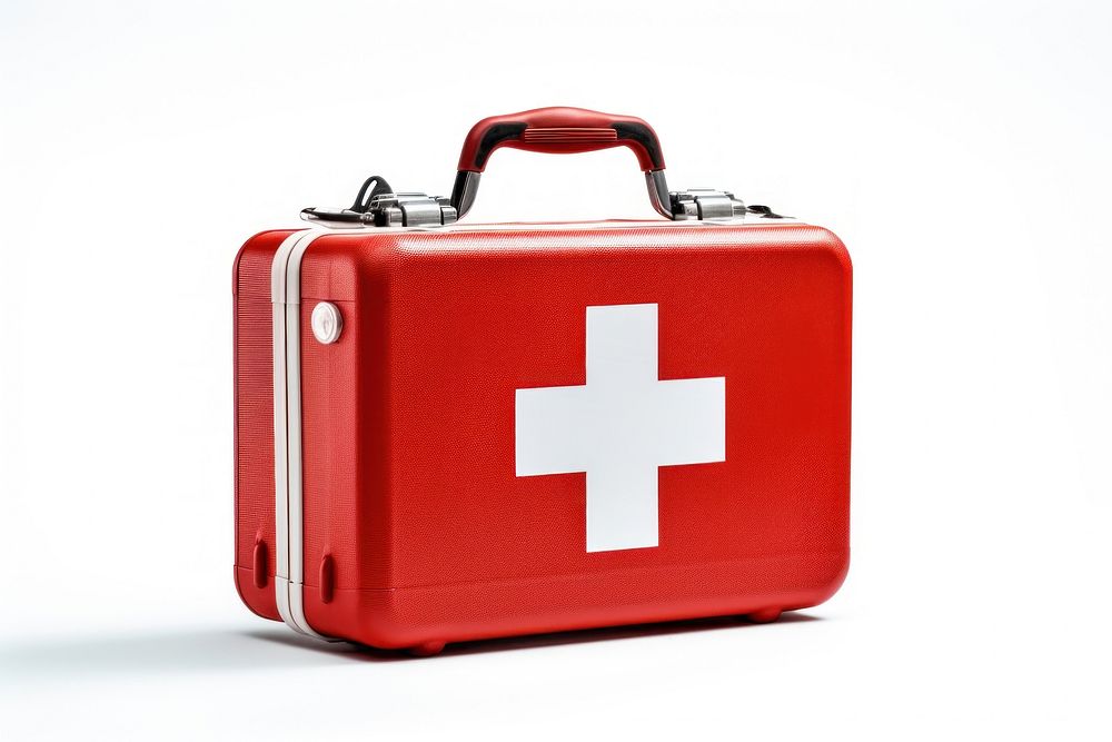 First aid kit white background first aid suitcase. AI generated Image by rawpixel.