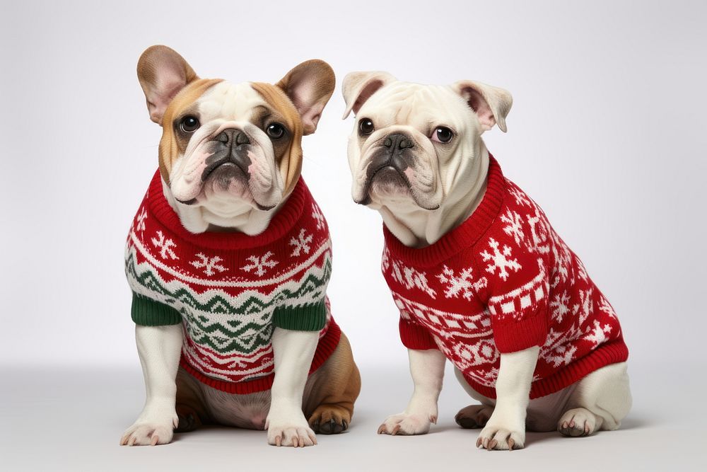 Bulldog sweater christmas mammal. AI generated Image by rawpixel.