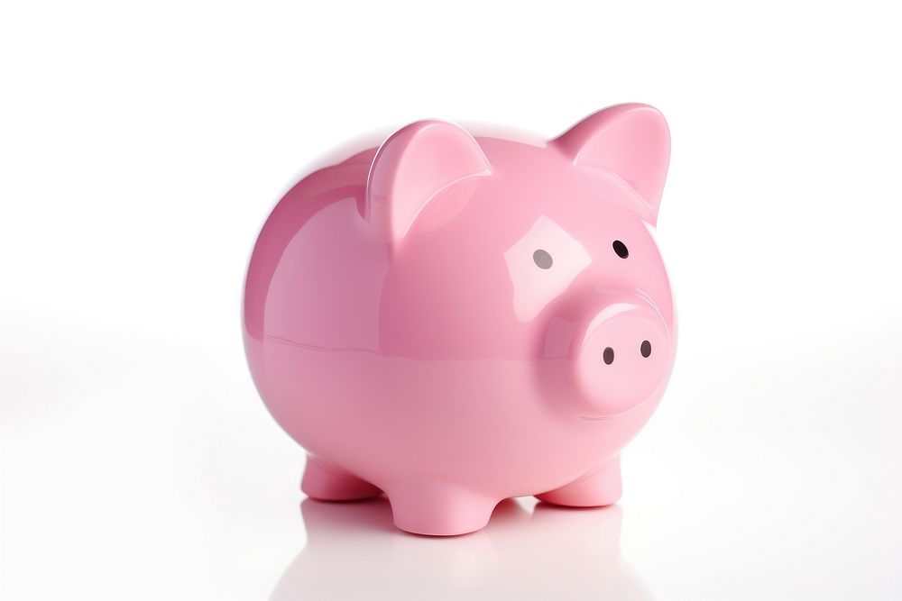 A piggy pink bank savings white background representation. AI generated Image by rawpixel.