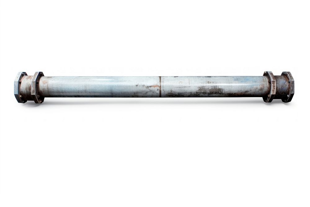 A steel water pumping pipe white background weathered security. 