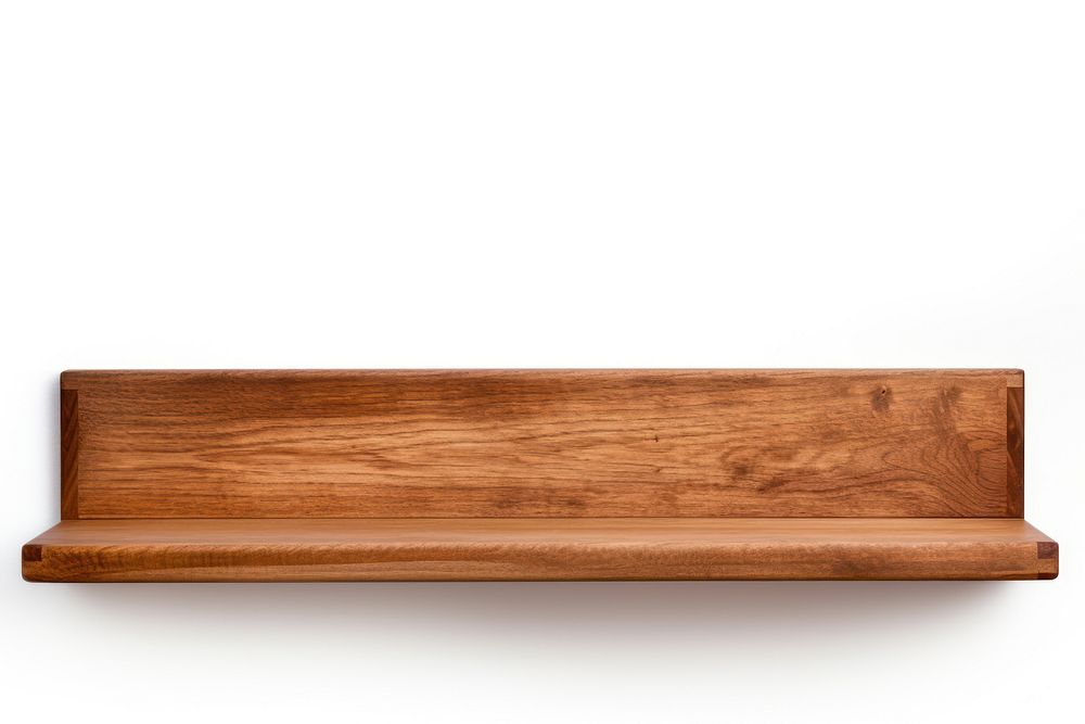 A wooden shelf furniture hardwood white background. AI generated Image by rawpixel.