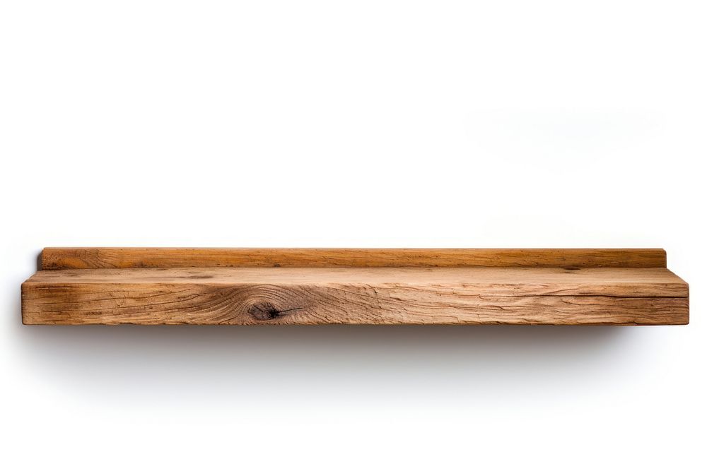 A wooden shelf hardwood white background simplicity. AI generated Image by rawpixel.