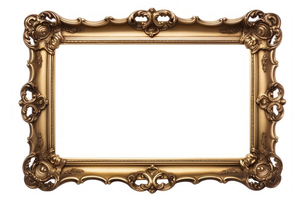 An antique gold picture frame white background architecture rectangle. AI generated Image by rawpixel.