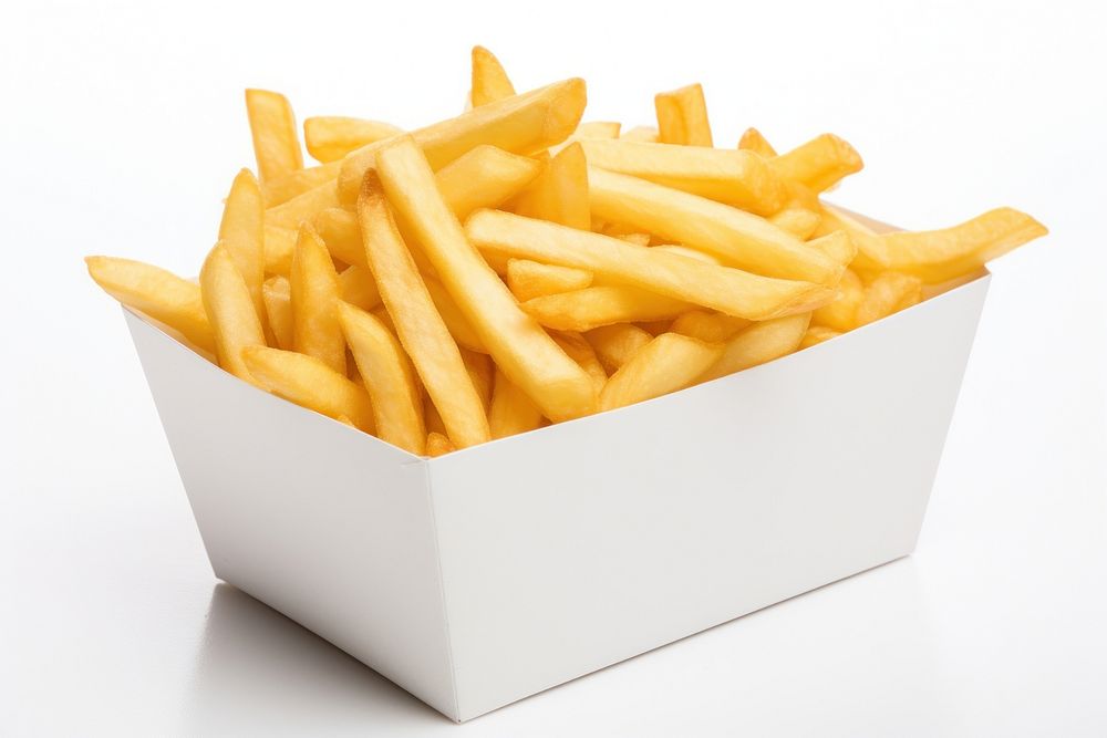 Food paper fries white background. AI generated Image by rawpixel.