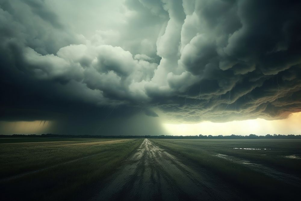 Heavy storm thunderstorm outdoors morning. AI generated Image by rawpixel.