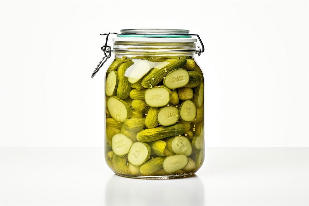 Pickled cucumbers food jar white background. AI generated Image by rawpixel.