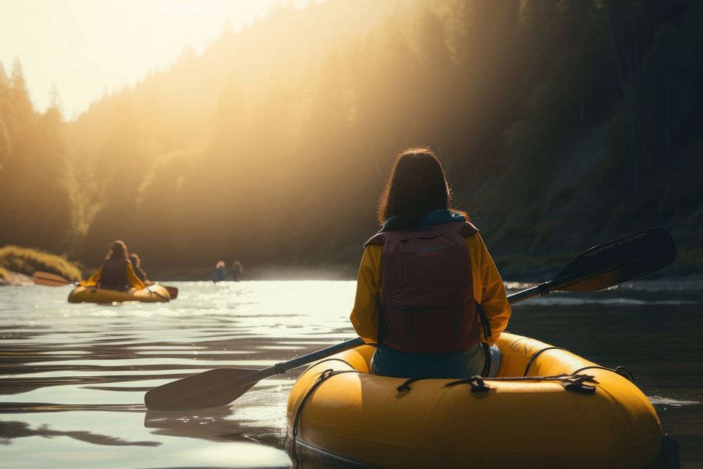 Canoe recreation lifejacket kayaking. AI generated Image by rawpixel.