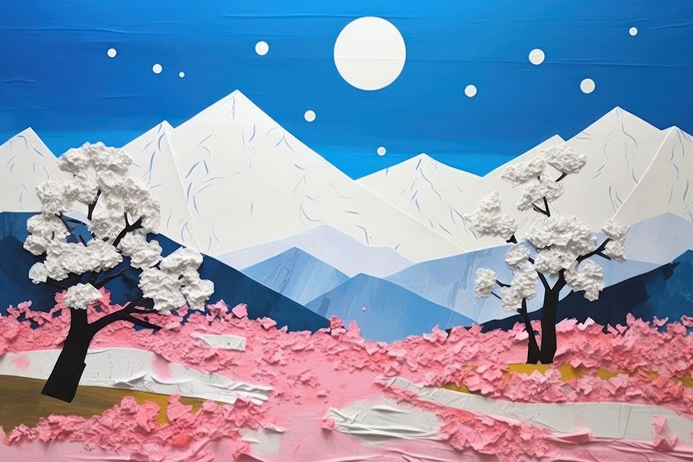 Blossom landscape art outdoors painting. AI generated Image by rawpixel.