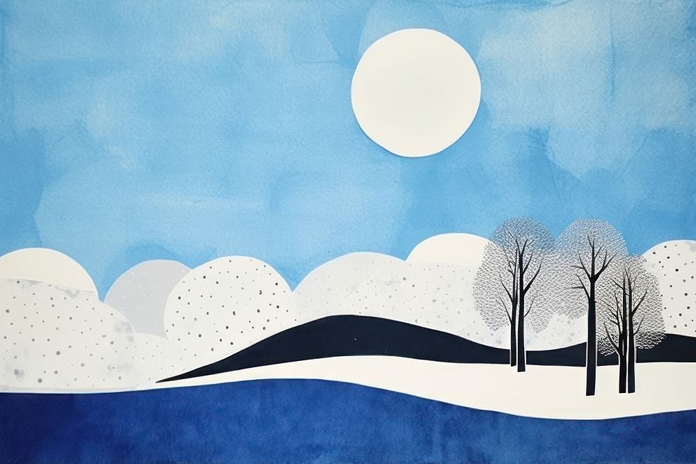 Winter landscape art painting outdoors. AI generated Image by rawpixel.