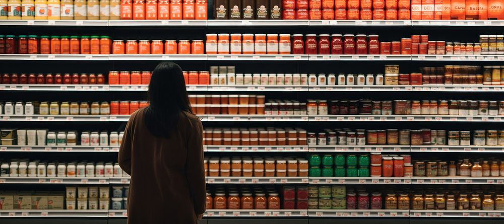 Woman grocery shopping in supermarket. AI generated Image by rawpixel.