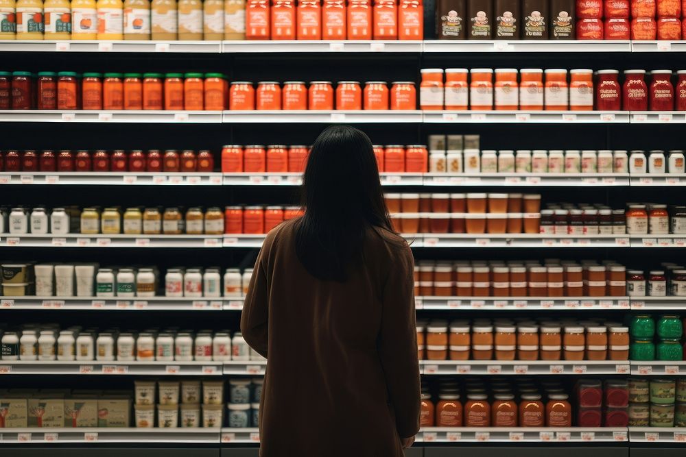 Woman grocery shopping in supermarket. AI generated Image by rawpixel.