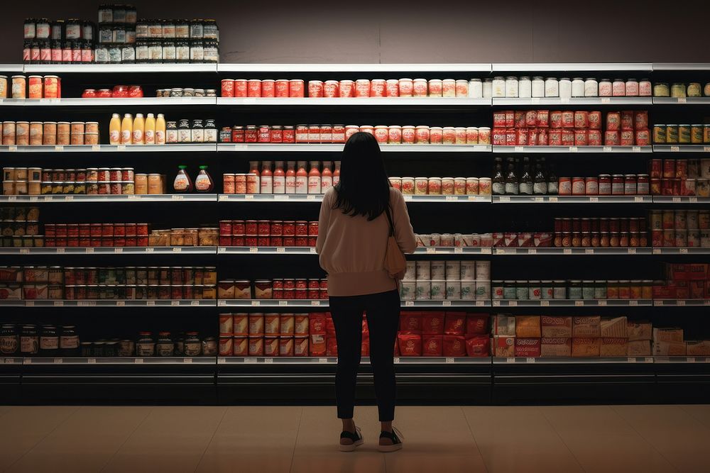 Woman grocery shopping in supermarket. AI generated Image by rawpixel.