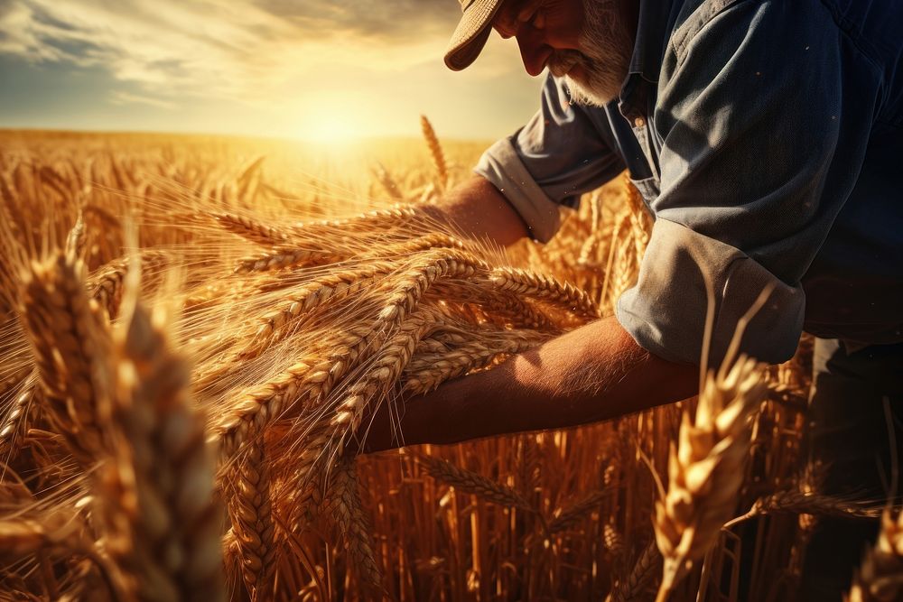 Harvest field wheat farm. 