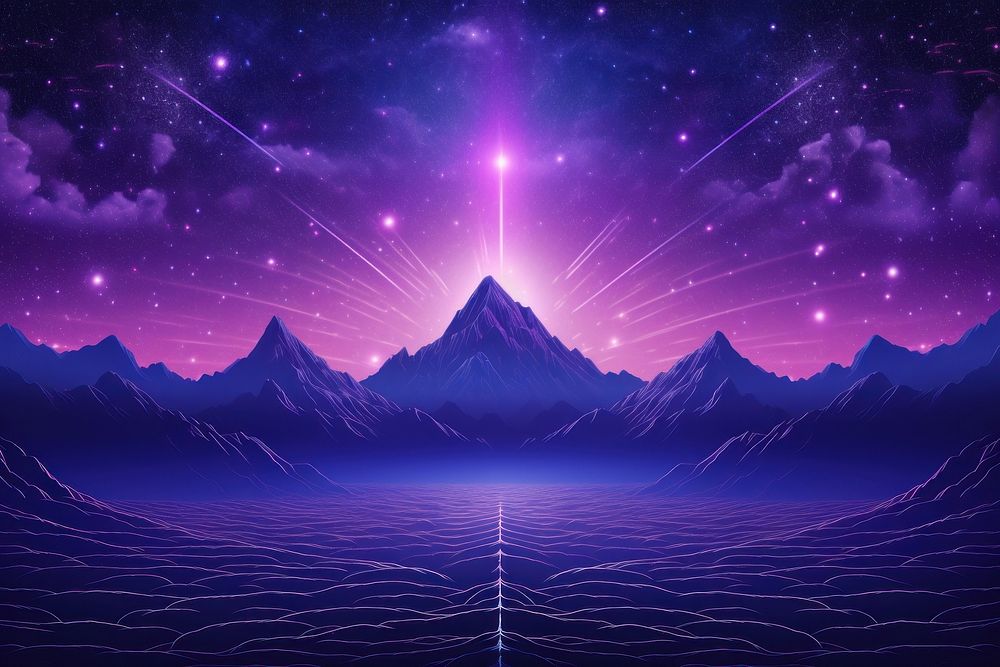 Purple sky landscape mountain. AI generated Image by rawpixel.