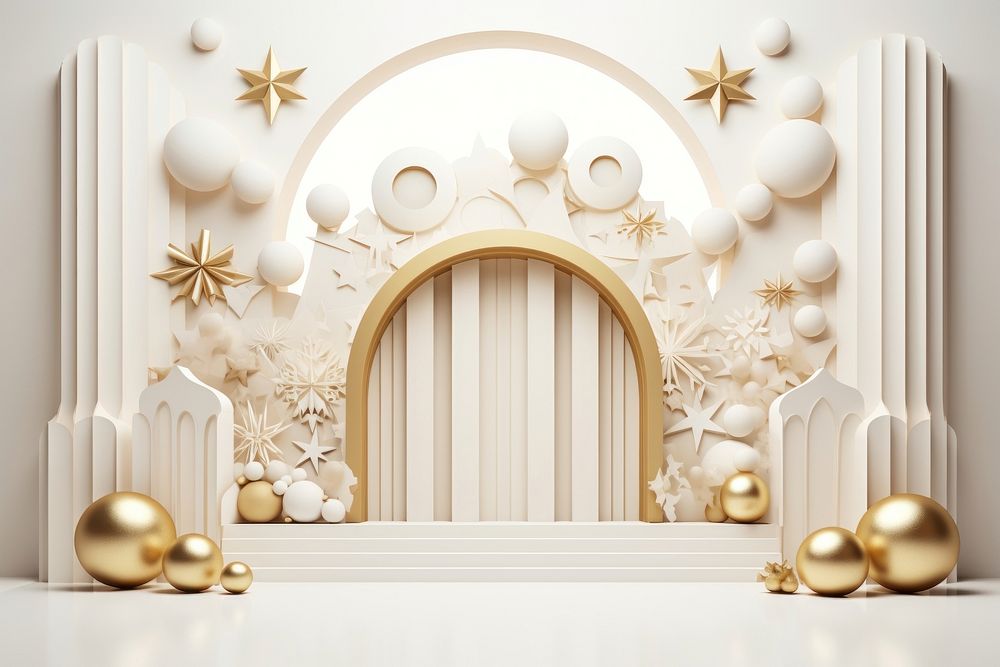 Christmas theme backdrop christmas architecture gold. AI generated Image by rawpixel.