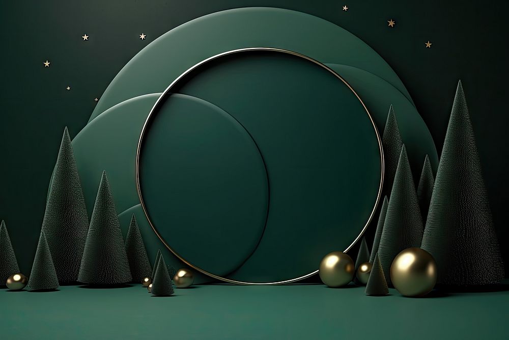 Christmas product backdrop sphere green illuminated. AI generated Image by rawpixel.