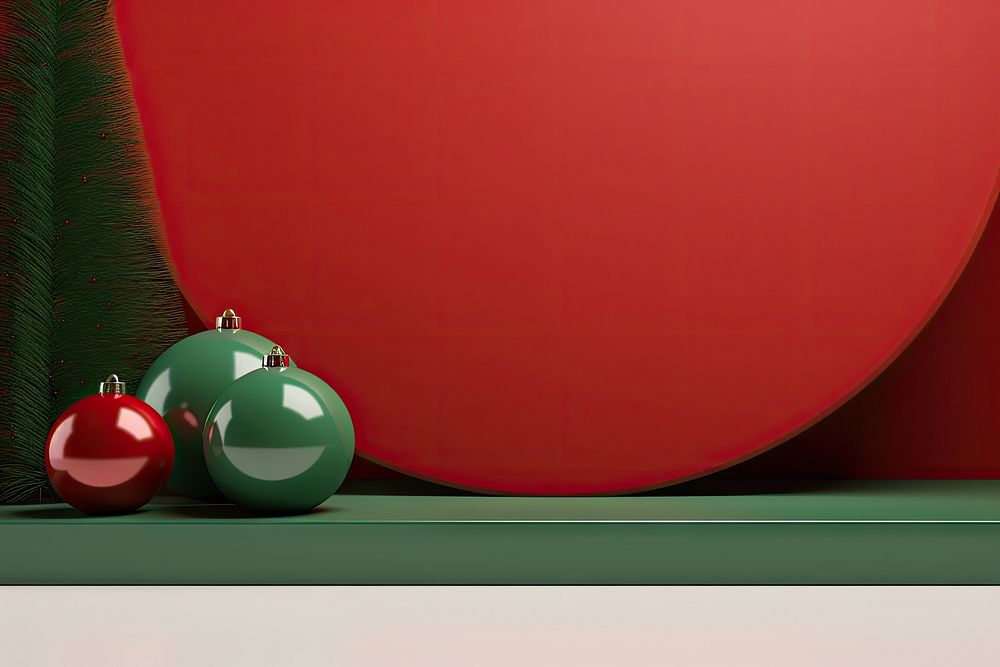 Christmas product backdrop sphere green red. AI generated Image by rawpixel.