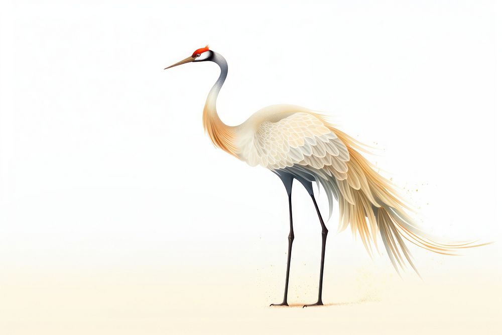 PNG Traditional chinese crane standing animal white bird. AI generated Image by rawpixel.