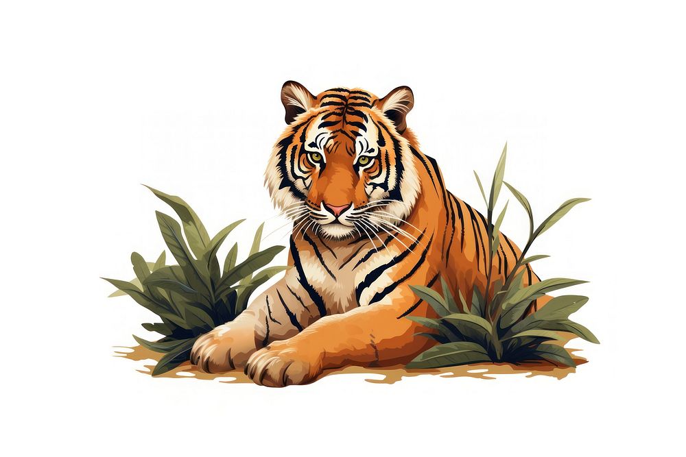 Vintage tiger wildlife animal mammal. AI generated Image by rawpixel.