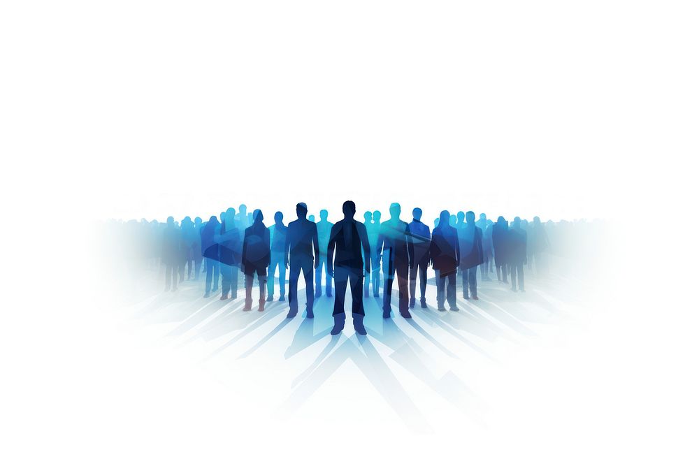 People crowd blue white background. AI generated Image by rawpixel.