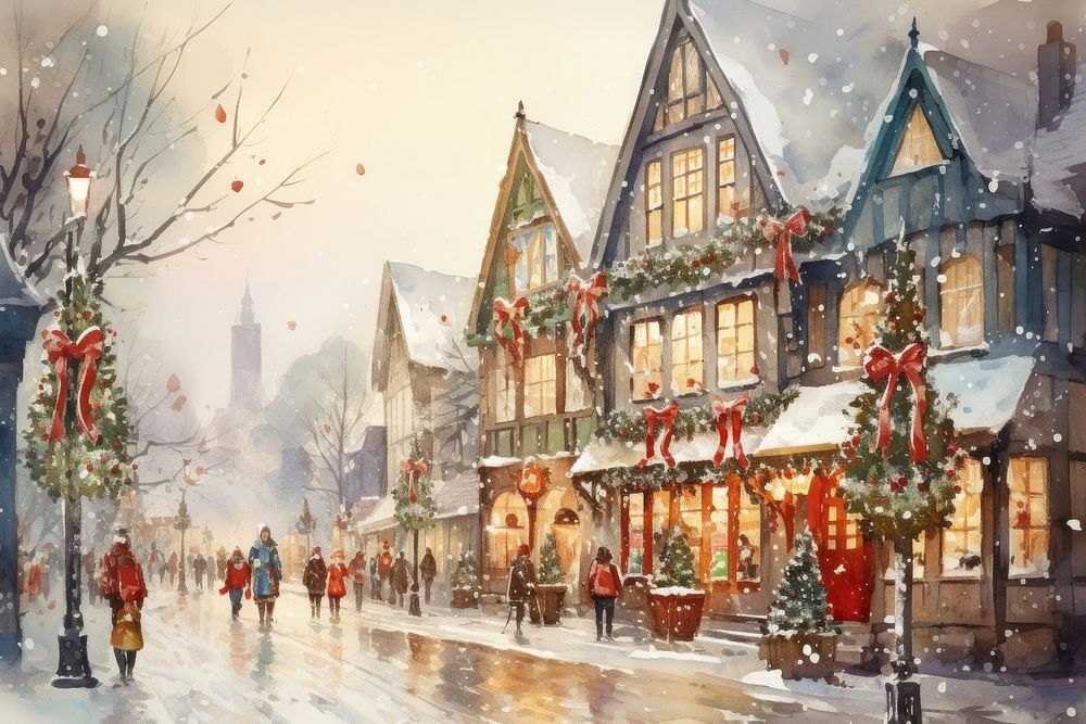 Christmas town festival house. AI generated Image by rawpixel.