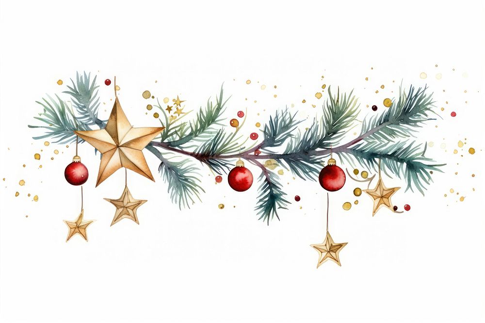 Watercolor christmas tree branches plant white background celebration. AI generated Image by rawpixel.