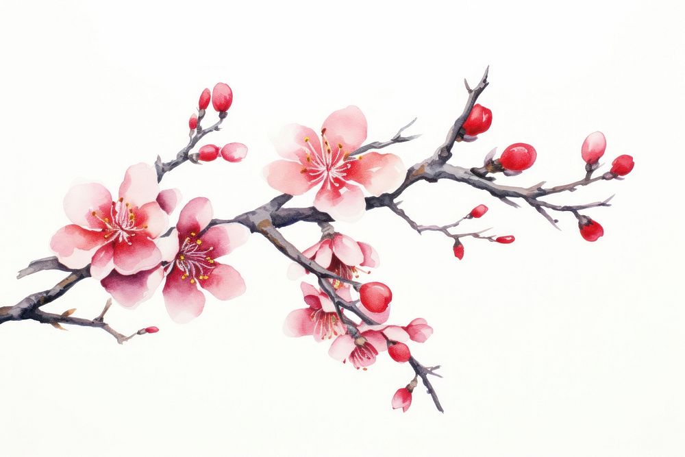 Chinese plum blossom flower plant inflorescence. AI generated Image by rawpixel.