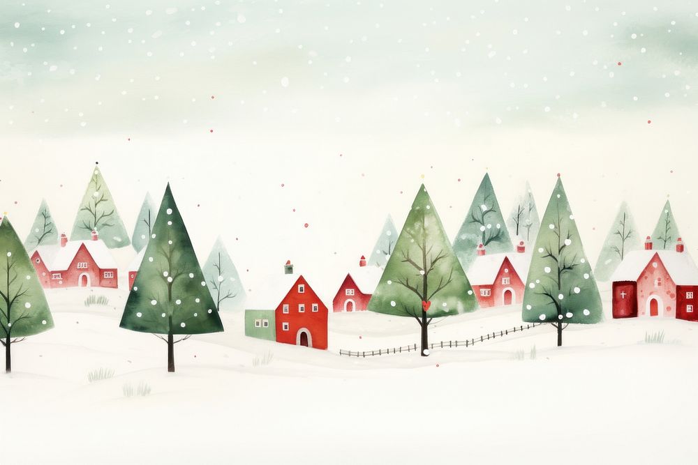 Christmas snow outdoors drawing. AI generated Image by rawpixel.