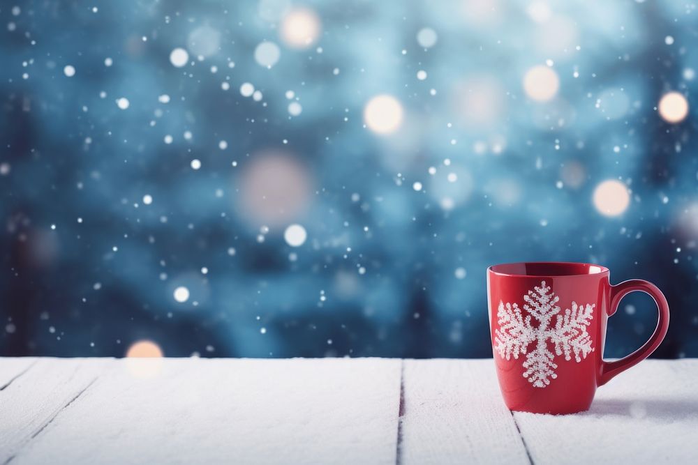Christmas snow mug snowing. AI generated Image by rawpixel.