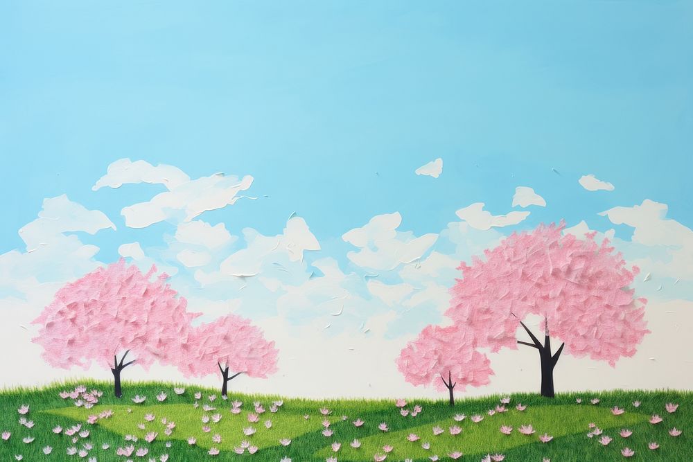 Painting tree outdoors blossom. AI generated Image by rawpixel.