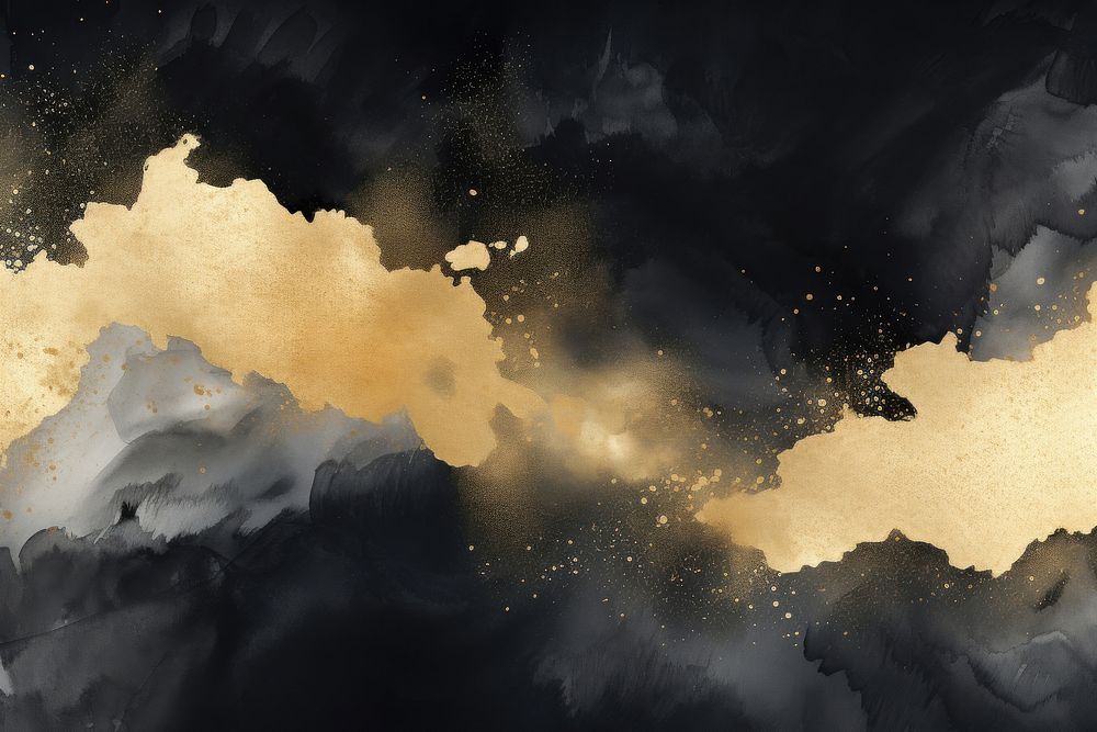 A black watercolor background backgrounds paint gold. AI generated Image by rawpixel.