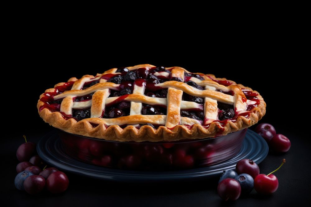 Cherry pie fruit dessert berry. AI generated Image by rawpixel.