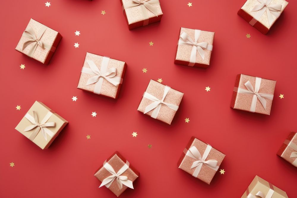 A christmas gift boxes backgrounds red red background. AI generated Image by rawpixel.