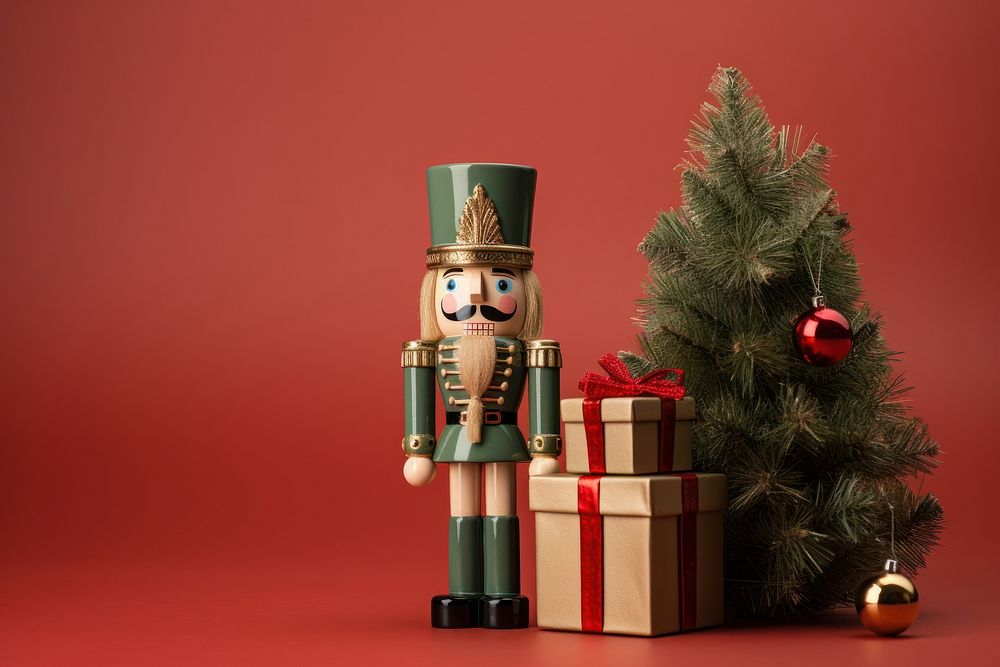 Nutcracker christmas gift tree. AI generated Image by rawpixel.
